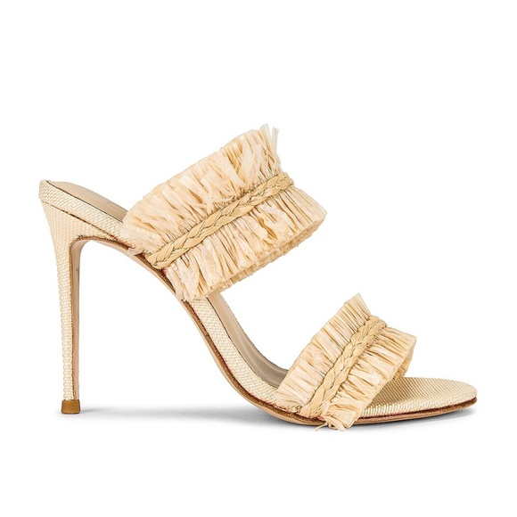 House of Harlow 1960 x REVOLVE Women's Frayed Raffia Heel Cream Bohemian New - Picture 1 of 12
